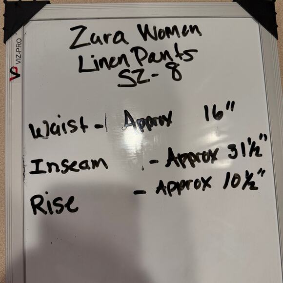 Zara Woman Flax Linen Pants SZ 8 Gray Lined Tie Wide Leg Classy Work Casual - Picture 7 of 7